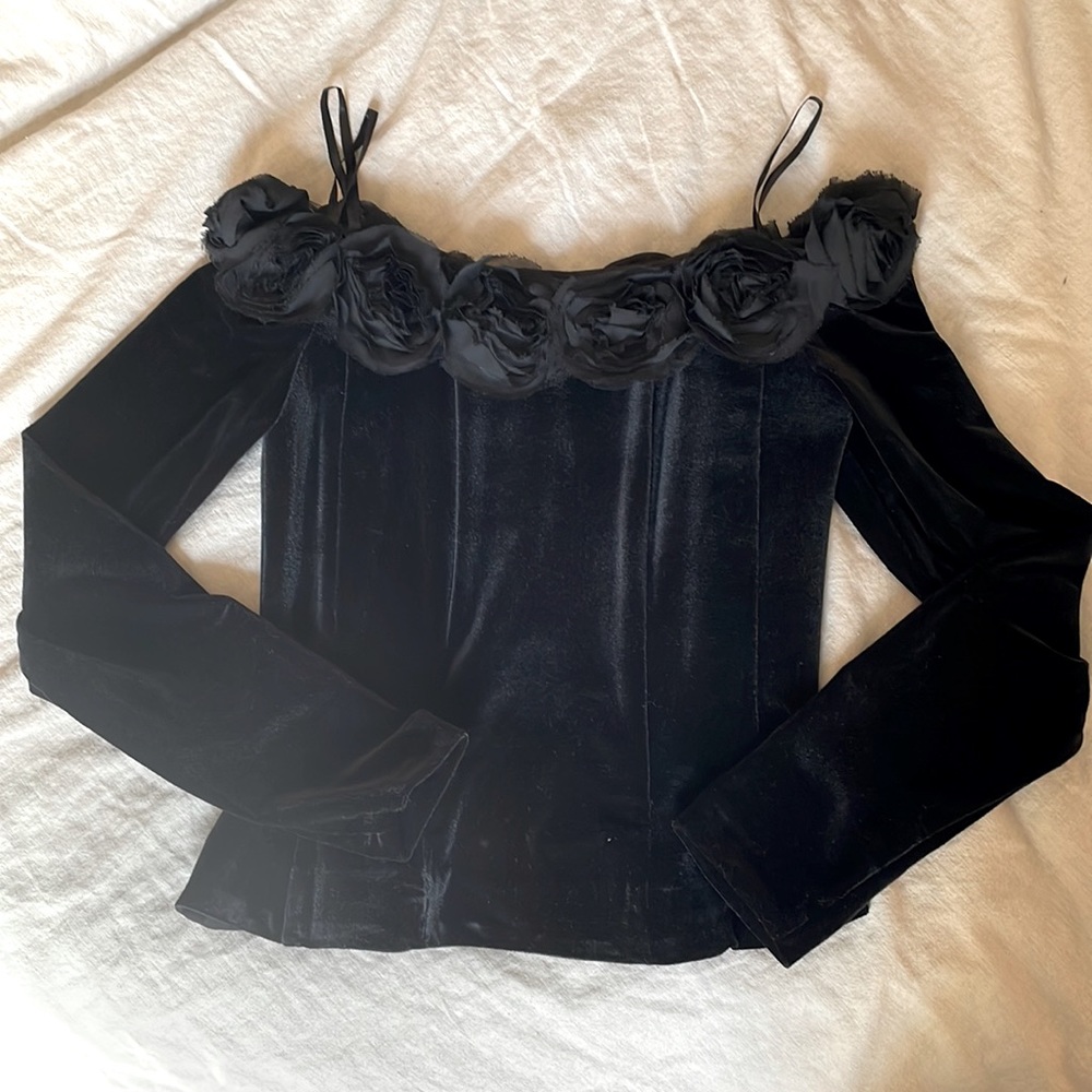 Velvet Wide-Neck Top